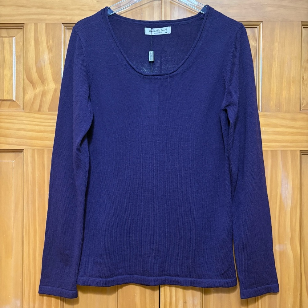 Women's 100% Extrafine Murino Wool Scoop Neck Purple Sweater